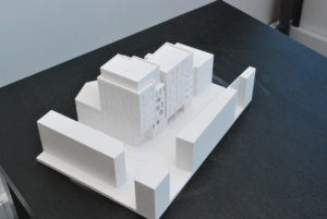 Maquette d'étude de projet d'architecture en impression 3D blanche